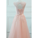 Open Back Light Pink Long Evening Dress-Lace Bodice - Ref L962 - 04