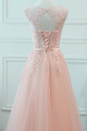 Open Back Light Pink Long Evening Dress-Lace Bodice - Ref L962 - 04