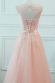 robe soiree longue rose claire dos ouvert A line - Ref L962 - 04