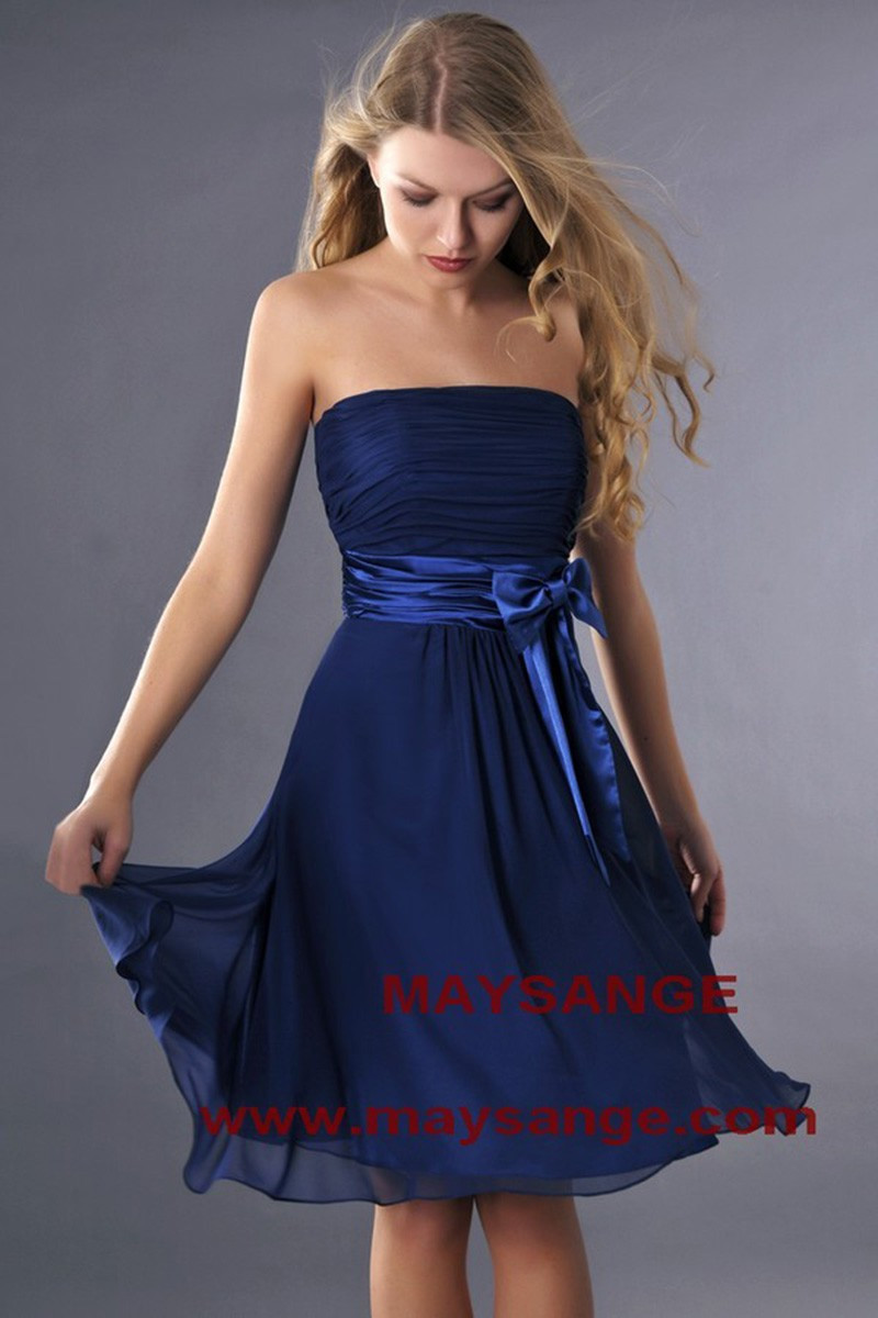 strapless navy blue gown