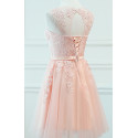 robe cocktail rose bonbon dentelle  courte - Ref C958 - 03