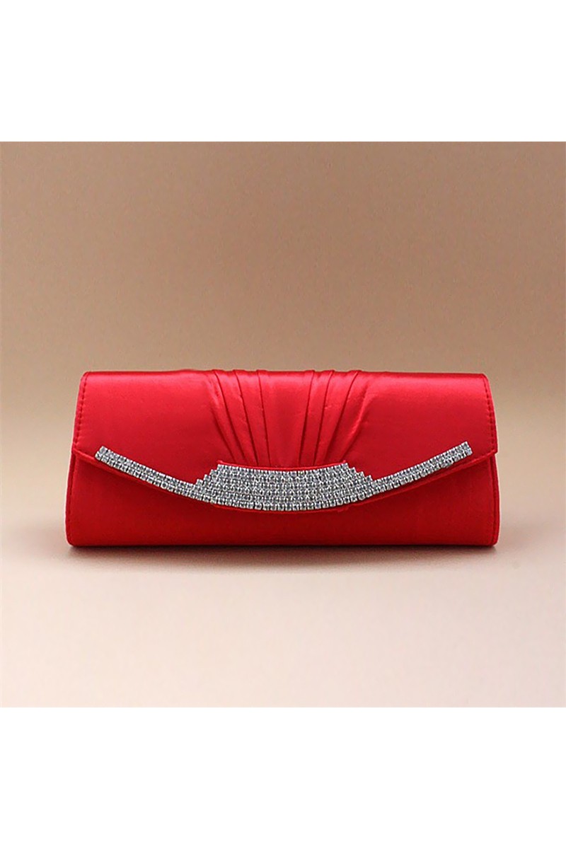 Unique red evening bag with rhinestone - Ref SAC003 - 01