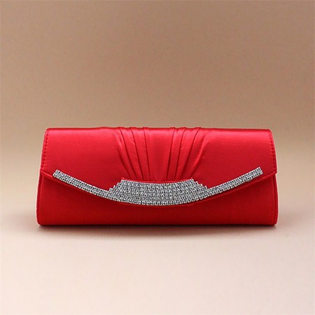 Unique red evening bag with rhinestone