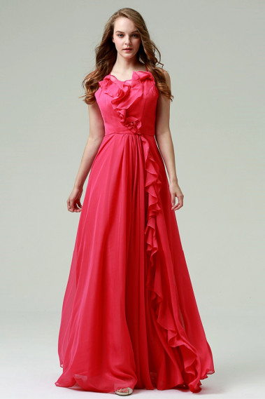 Long Chiffon Evening Dress With Ruffles - L900 #1