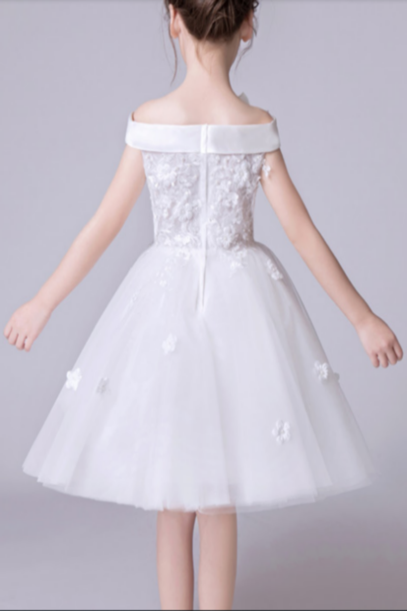 Robe Baptême Enfant IEFIEL - Dos Nu Manches Longues Transparentes Avec Diamants