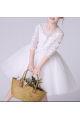 Illusion-Sleeve Embroidered Tulle Children White Dress - Ref TQ007 - 03