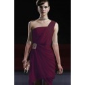 Semi-formal One Shoulder Cocktail Party Dress With Asymmetrical Hem - Ref C142 - 02