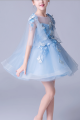 Girls Blue Party Dress With Cascading Flowers - Ref TQ009 - 04