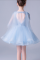 Girls Blue Party Dress With Cascading Flowers - Ref TQ009 - 06