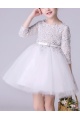 Long Sleeve Tulle Childrens Party Dress With Belt - Ref TQ012 - 02