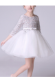 Long Sleeve Tulle Childrens Party Dress With Belt - Ref TQ012 - 03