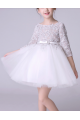 Long Sleeve Tulle Childrens Party Dress With Belt - Ref TQ012 - 04