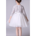 Robe Pour Mariage Petite Fille En Dentelles Perlées Manches Longues - Ref TQ012 - 05