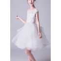 Robe Tulle Douce Blanche Fille Corsage Brodé - Ref TQ015 - 02