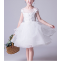 Robe Tulle Douce Blanche Fille Corsage Brodé - Ref TQ015 - 03