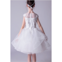 Robe Tulle Douce Blanche Fille Corsage Brodé - Ref TQ015 - 04
