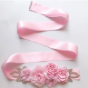 Ceinture rose fleurs une touche dorée - Ref YD004 - 06