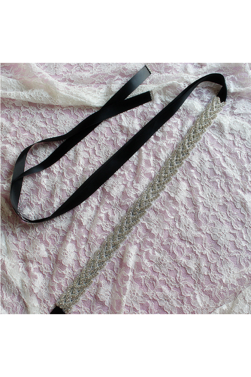 Ceinture mariage noire tresses dorées - Ref YD006 - 01