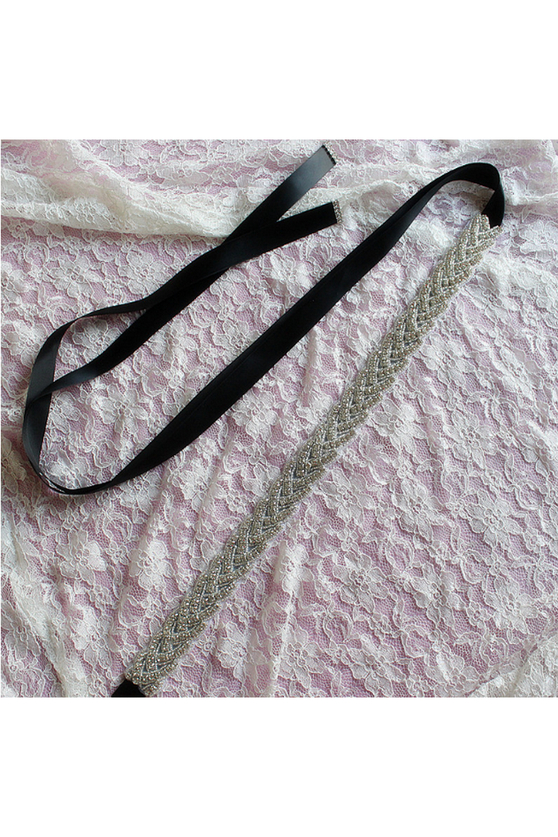 Sparkly golden braided black bridal belt - Ref YD006 - 01