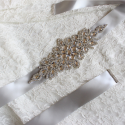 Rhinestone sash for wedding dress white - Ref YD008 - 02